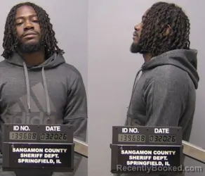 Mugshot of Alfredo Kanu Leka booked in Sangamon County, Illinois on March 19, 2026