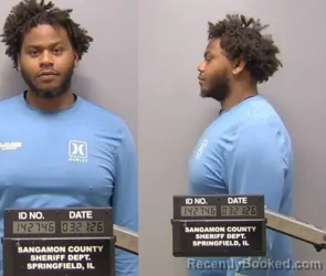 Mugshot of DEMARION E HOLMES booked in Sangamon County, Illinois on March 21, 2026