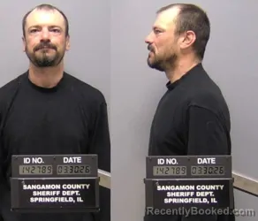 Mugshot of Ryon W Reffett booked in Sangamon County, Illinois on March 30, 2026