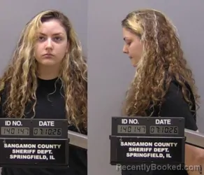 Mugshot of Emilee Joyanna Powell booked in Sangamon County, Illinois on July 10, 2026