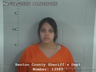 Mugshot of Serenity N HUIZAR booked in Benton County, Indiana on March 24, 2026