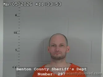 Mugshot of Dustin Jeffery Hinton booked in Benton County, Indiana on May 5, 2026