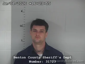 Mugshot of Russell Merritt booked in Benton County, Indiana on June 4, 2026
