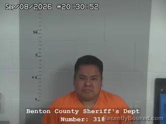 Mugshot of Jair Ramirez Reyes booked in Benton County, Indiana on September 8, 2026
