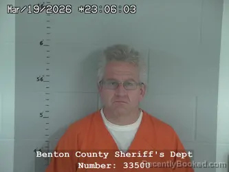 Mugshot of Jeremiah Patrick Bruns booked in Benton County, Indiana on March 19, 2026