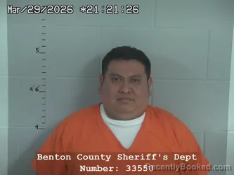 Mugshot of Mateo Montejo Gomez booked in Benton County, Indiana on March 29, 2026