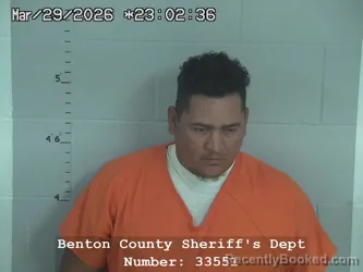 Mugshot of Edelbin Nain Bardales Mejia booked in Benton County, Indiana on March 29, 2026