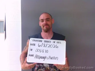 Mugshot of AUSTIN ALSPAUGH booked in Crawford County, Indiana on June 8, 2026
