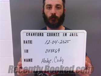 Booking photo from Crawford County, Indiana