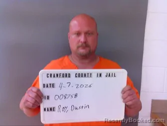 Mugshot of DUSTIN ROY booked in Crawford County, Indiana on April 7, 2026