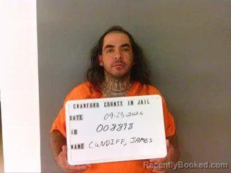 Mugshot of James Cundiff booked in Crawford County, Indiana on September 23, 2026