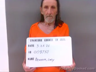 Mugshot of LARRY DEWEESE booked in Crawford County, Indiana on March 26, 2026