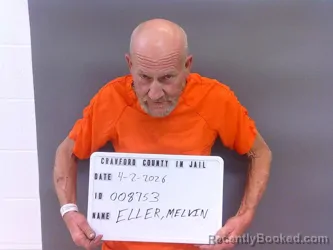 Mugshot of MELVIN ELLER booked in Crawford County, Indiana on April 2, 2026