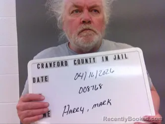 Mugshot of MARK E HARRY booked in Crawford County, Indiana on April 16, 2026