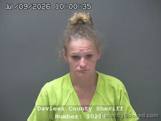 Mugshot of WHITNEY ROCHELLE ABBOTT booked in Daviess County, Indiana on July 8, 2026