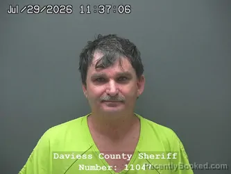 Mugshot of DOUGLAS W SCHUETZ booked in Daviess County, Indiana on July 28, 2026
