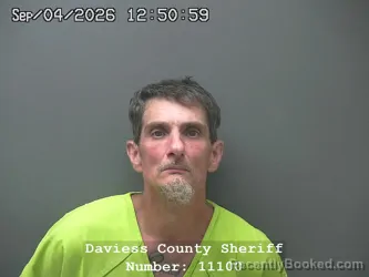 Mugshot of Patrick Joe Moore booked in Daviess County, Indiana on September 3, 2026