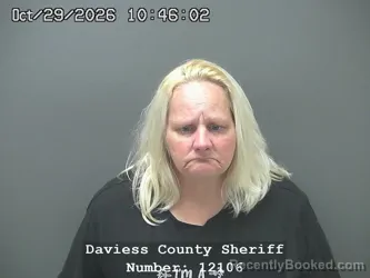 Mugshot of Edith Nicole Mandabach booked in Daviess County, Indiana on October 28, 2026