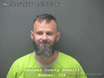 Mugshot of AARON DALE PHILLIPS booked in Daviess County, Indiana on May 4, 2026