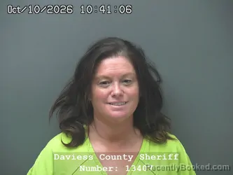 Mugshot of Dallas Lynette Sims booked in Daviess County, Indiana on October 9, 2026