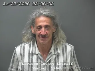 Mugshot of STEVEN JOE EVANS booked in Daviess County, Indiana on June 22, 2026
