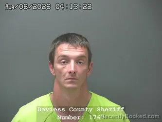 Mugshot of Max Joseph Camren Underhill booked in Daviess County, Indiana on August 5, 2026