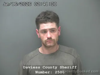 Mugshot of JUSTIN MICHAEL PATRICK ELENBAAS booked in Daviess County, Indiana on June 15, 2026