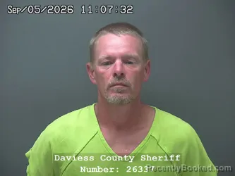 Mugshot of Michael Gene Chandler booked in Daviess County, Indiana on September 4, 2026