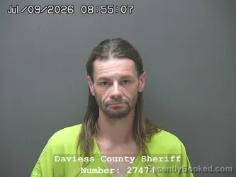 Mugshot of ZACHARY EUEGENE HARNER booked in Daviess County, Indiana on July 8, 2026