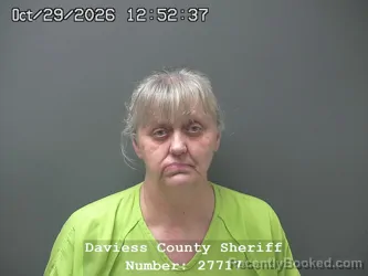 Mugshot of Kathy Jo Turner booked in Daviess County, Indiana on October 28, 2026