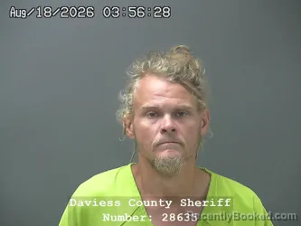 Mugshot of Daniel Christopher Perkins booked in Daviess County, Indiana on August 17, 2026