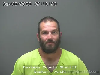Mugshot of Carey Jordan Ridgley booked in Daviess County, Indiana on September 2, 2026
