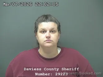 Mugshot of ASHLEE ROBBIN HAYES booked in Daviess County, Indiana on May 7, 2026