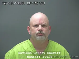 Mugshot of Chad Thomas Shaffer booked in Daviess County, Indiana on September 11, 2026