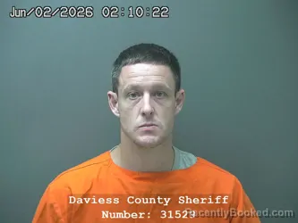 Mugshot of JORDAN GREGORY DAVIS booked in Daviess County, Indiana on June 1, 2026