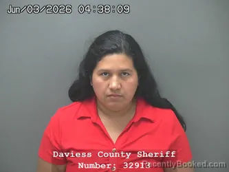 Mugshot of MARTA NATALIE SERRANO booked in Daviess County, Indiana on June 2, 2026