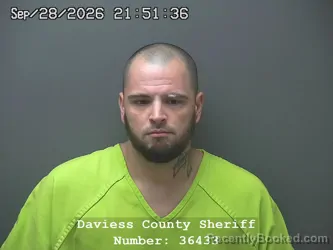 Mugshot of Dakota Chavez Saucerman booked in Daviess County, Indiana on September 28, 2026