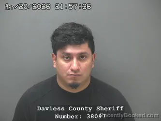 Mugshot of JOSE SANDOVAL MORA booked in Daviess County, Indiana on April 20, 2026