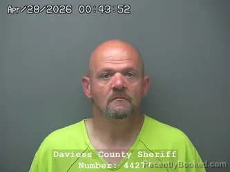 Mugshot of DAVID GREGORY SALMON booked in Daviess County, Indiana on April 25, 2026