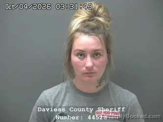 Mugshot of Tessa Janine Austin booked in Daviess County, Indiana on October 3, 2026