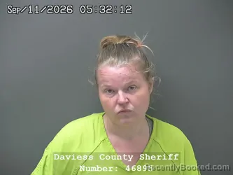 Mugshot of Kaitlyn Sierra Rhodes booked in Daviess County, Indiana on September 10, 2026