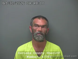 Mugshot of Timothy James Cox booked in Daviess County, Indiana on October 29, 2026