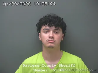 Mugshot of CODY MATHEW DOEZEMA booked in Daviess County, Indiana on April 19, 2026