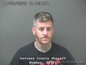 Mugshot of Thomas Ray Lashbrook booked in Daviess County, Indiana on August 28, 2026