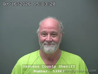 Mugshot of James R Baker booked in Daviess County, Indiana on October 15, 2026