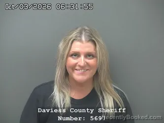 Mugshot of Kelsee Breanna Archer booked in Daviess County, Indiana on October 2, 2026