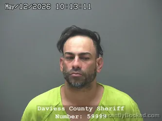 Mugshot of EDWIN VEGA PITRE booked in Daviess County, Indiana on May 11, 2026