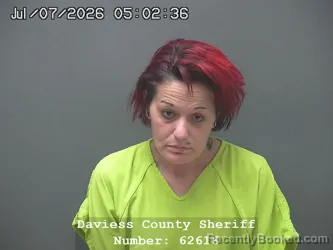 Mugshot of SHELLEY MARIE CHOATE booked in Daviess County, Indiana on July 6, 2026