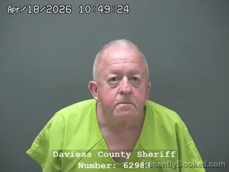 Mugshot of KEVIN DONALD CAREY booked in Daviess County, Indiana on April 17, 2026