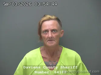 Mugshot of Belinda Rena Smith-Rose booked in Daviess County, Indiana on September 2, 2026